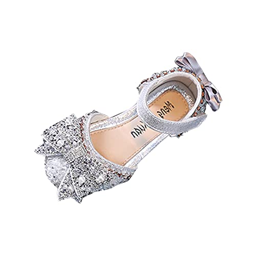 Frühling Kinder Mädchen Flache Perle Kristall Schuhe Bogen Prinzessin Schuhe PU Einfarbig Mädchen Freizeitschuhe Baby Strickschuhe von Generic