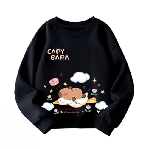Frühling neues Capybara lässiges Top, Jungen und Mädchen süßes Kugelfisch Rundhalsausschnitt Sweatshirt, Kinder Sweatshirt,Schwarz,150cm Frühling neues Capybara lässiges Top, Jungen und Mädchen süßes Kugelfisch Rundhalsausschnitt Sweatshirt, Kinder Sweatshirt,Schwarz,150cm von Generic