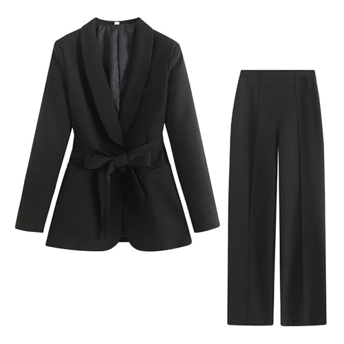 Frühlings-Damenanzug Gürtel, Jacke + Freizeithosenanzug – schwarzer Anzug – XL Frühlings-Damenanzug Gürtel, Jacke + Freizeithosenanzug – schwarzer Anzug – XL von Generic