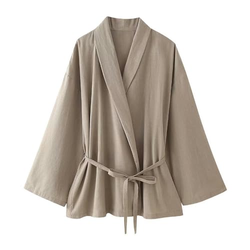 Frühlingsneues europäisches und amerikanisches Damen-Set aus strukturierter, zweireihiger Oberbekleidung im Kimono-Stil + gerader Hose - Khakifarbenes Oberteil BB4927TP-XS Frühlingsneues europäisches und amerikanisches Damen-Set aus strukturierter, zweireihiger Oberbekleidung im Kimono-Stil + gerader Hose - Khakifarbenes Oberteil BB4927TP-XS von Generic