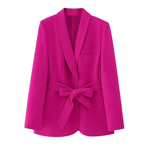 Fuchsiafarbener Smoking-Blazer Für Damen, Gürtelknopfjacke, Langärmliger Damen-Blazer Mit Gerader Passform Fuchsia S Fuchsiafarbener Smoking-Blazer Für Damen, Gürtelknopfjacke, Langärmliger Damen-Blazer Mit Gerader Passform Fuchsia S von Generic