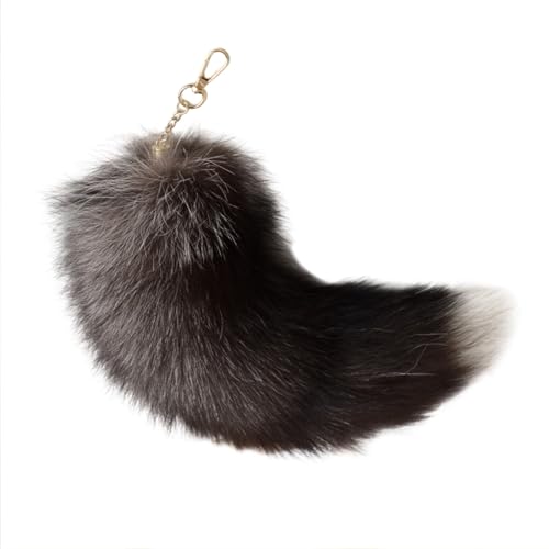 Fuchsschwanz Anhänger Therian Tail Fuchsschwanz Anhänger Fell Schwanz Keychain 3D-Schlüsselanhänger mit Extra Groß Schlüsselring Tasche Zusätze Auto Schlüsselketten Anhänger Weich Flaumig Dekoration von Generic