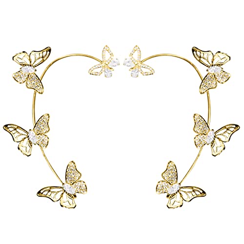 Für Frauen Piercing Geschenke Clips Ohr Manschette Ohr Ohr Ohrringe Ohrringe Für Freund Clip Manschette Zirkon Keine Schwester Für Mädchen Ohrringe Pudel Ohrringe (Gold, One Size) von Generic