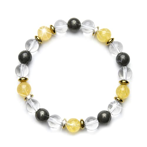 Fukugems Clear Quartz Citrine Pyrite Glück Feng Shui Armband für Heilung und Reichtum, Kristall Armband für Männer Frauen Wohlstand Ziele Manifestation von My Pet Elephant