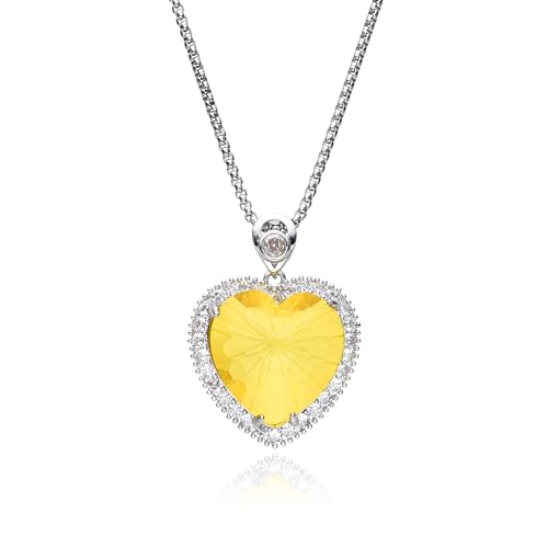 Fukugems Herz Kristall Anhänger Halskette für Frauen, Birthstone Halskette, Geburtstag oder Weihnachtsferien Geschenke für Mutter Freundinnen, November Citrie Yellow von Generic