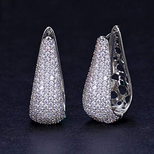 Full Micro Pave Zirkonia Stein Wunderschöne Rosenfarbe Kristall Frauen Lange große Reifenohrringe von Generic