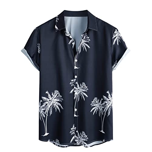 Funky Hawaii Hemd Männer Kurzarm Lässig Button Down Lässig Button Down Sommerhemde Freizeit Hemd Oversize Strand Beach Strandhemd Kurzarm Hawaiihemd Blumenmuster Hawaiihemd Blau 3XL von Generic