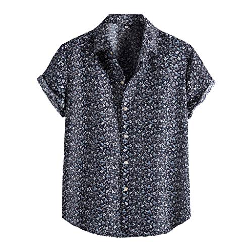 Funky Hawaii Hemd Männer Kurzarm Lässig Button Down Lässig Button Down Sommerhemde Freizeit Hemd Oversize Strand Beach Strandhemd Kurzarm Hawaiihemd Blumenmuster Hawaiihemd Schwarz 2023 von Generic
