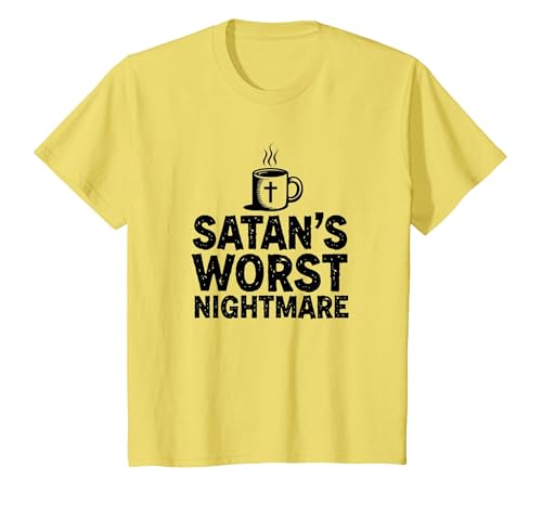 Funny Christians: Satan's Worst Nightmare Kaffeetasse T-Shirt, Kinder, Gelb, 140 von Generic