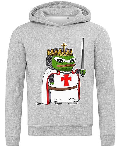 Funny King Arthur Knight Pepe The Frog Meme Kapuzenpullover aus Baumwollmischung Grau Medium von Generic