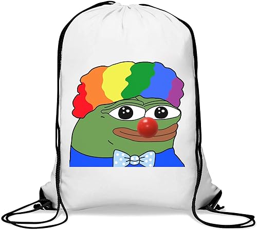 Funny Pepe The Frog Clown World Meme Sportsack Lässiger Kordelzug Weiß One Size von Generic