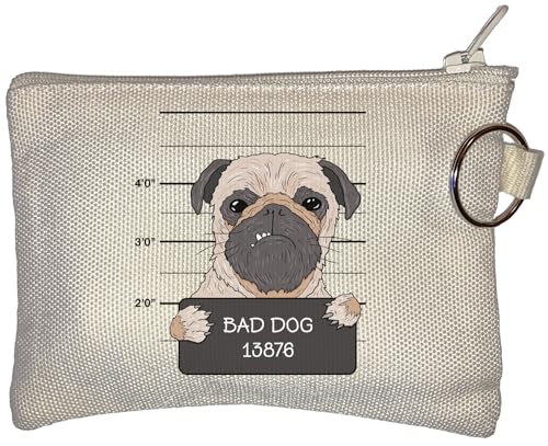 Funny Pug Mug Shot Bad Dog Kleine Geldbörse mit Geldbörse Beige One Size von Generic