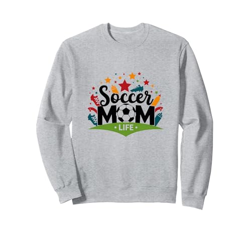 Fußball-Mam-Life: Damen Sport Eltern Stolz Geschenk Sweatshirt, Unisex für Erwachsene, Grau Meliert, S von Generic