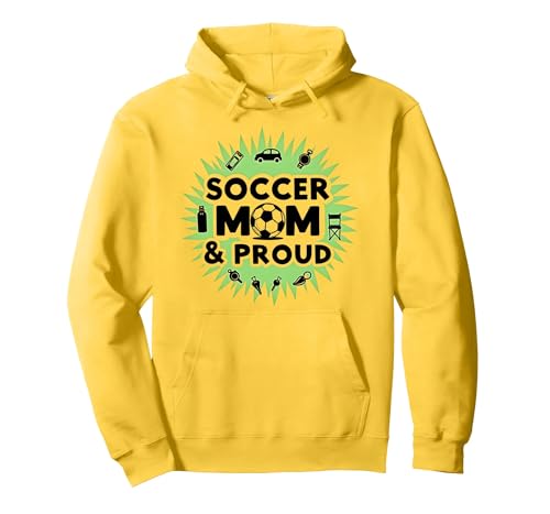 Fußball-Mama & Stolz: Sporting Parent Pride, Fußballmutter Pullover Hoodie, Unisex für Erwachsene, Gelb, XXL von Generic