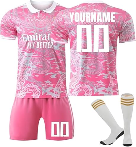 Fußball Trainingstrikots für Jungen,Personalisiert Fussball Trikot Set 2025 2026 Hause/Auswärts Fußball Trikots,Fußballtrikot Tshirts Shorts und Socken Sportanzug mit DIY Nummer Name von Generic