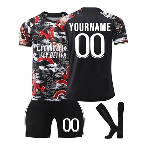 Fußball Trainingstrikots für Jungen,Personalisiert Fussball Trikot Set 2025 2026 Hause/Auswärts Fußball Trikots,Fußballtrikot Tshirts Shorts und Socken Sportanzug mit DIY Nummer Name von Generic