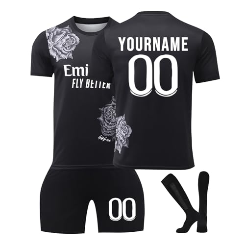 Fußball Trainingstrikots für Jungen,Personalisiert Fussball Trikot Set 2025 2026 Hause/Auswärts Fußball Trikots,Fußballtrikot Tshirts Shorts und Socken Sportanzug mit DIY Nummer Name von Generic