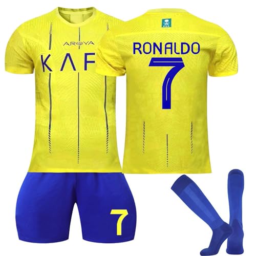 Fußball Trikot 23/24, Al NASSR Nr.7 Hause/Auswärts Fußball Trikot Shorts und Socken Anzug für Kinder/Erwachsener, Fussball Trikots Jungen Herren Fußball Trikot 23/24, Al NASSR Nr.7 Hause/Auswärts Fußball Trikot Shorts und Socken Anzug für Kinder/Erwachsener, Fussball Trikots Jungen Herren von Generic