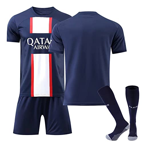 Fußball Trikot Herren, Fussball Trikot Kinder Set mit Socken, Schienbeinschützer, Fußballtrikot Anzug Nr.30/Nr.10, Football Jersey Suit Sport Training für Erwachsene Kinder Geschenk von Generic