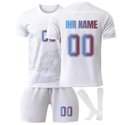 Generic Fußball Trikot Kinder Personalisiert Fussball Trikot Kinder Erwachsene mit Nummer Name Hemd & Kurze & Socken Set Fußball Trikot von Generic