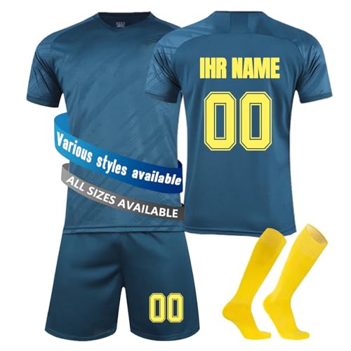 Fußball Trikot Kinder Personalisiert Individuelles Trikot für Kinder Fussball Trikot mit Namen Nummer Fußballtrikots und Socken Anzug für Herren/Junge von Generic