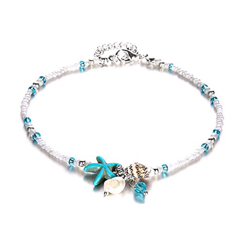 Fußkettchen Damen Bohemian Shell Frauen Fußkettchen Retro Verstellbares Seil Armband Bein Perlen Fußkettchen Sommer Strand Zubehör Schmuck, Andere Edelsteine von Generic