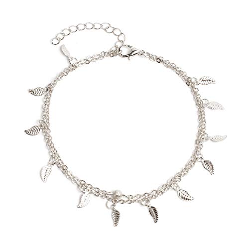 Fußkettchen Fußkettchen Fußschmuck Fußschmuck einfache Doppelkette Quaste kleine Blatt Fußschmuck doppellagiges Fußkettchen von Generic