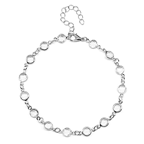 Fußkettchen Fußkettchen Fußschmuck doppelseitig transparent Strass Fußkettchen Damen einfache Kristall Zirkon Strand Fußkettchen von Generic