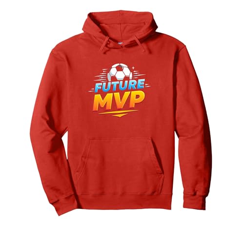 Future MVP Fußball für Jungen inspirierendes Sport-Geschenk Pullover Hoodie, Unisex für Erwachsene, Rot, S von Generic