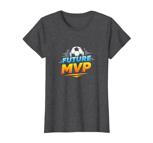 Future MVP Fußball für Jungen inspirierendes Sport-Geschenk T-Shirt, Damen, Anthrazit Meliert, XS von Generic