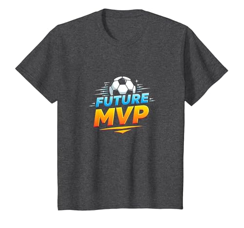 Future MVP Fußball für Jungen inspirierendes Sport-Geschenk T-Shirt, Kinder, Anthrazit Meliert, 128 von Generic