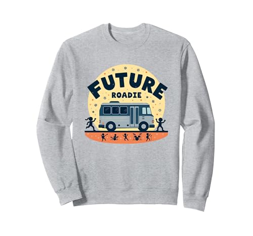 Future Roadie Mein erstes Konzert, Musik, Tournee, Bus, Abenteuer für Kinder Sweatshirt, Unisex für Erwachsene, Grau Meliert, L von Generic