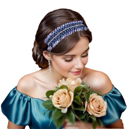 GL36 Haarreifen mit Strasssteinen und Kristallperlen, Blau, Haarschmuck für Hochzeit, Party, Haarteile von Generic