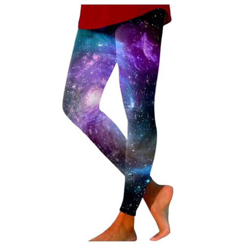 Galaxy Kostüm Damen Space Bunte Leggings Planeten Kostüm Muster Eng Sportleggins Weltall Kostüm Lang Batik Yogahose Galaxy Kostüm Yoga Leggings Render 2025 (03 Blau, M) von Generic