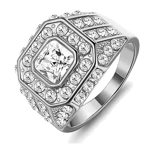 Galvanisierter Diamantring aus Gold, trendiger Herren-Partyschmuck, Silber, Größe 13 Galvanisierter Diamantring aus Gold, trendiger Herren-Partyschmuck, Silber, Größe 13 von Generic