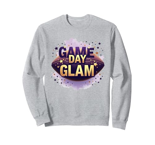 Game Day Glam Damen Sport Fan Mode Sweatshirt, Unisex für Erwachsene, Grau Meliert, S von Generic