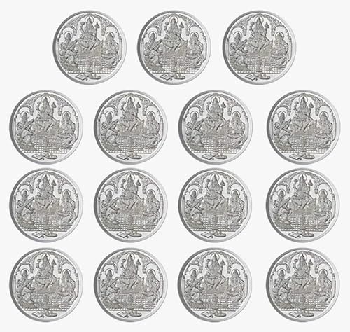 Ganesh Lakshmi Saraswati Coin In Pure Silver 99.9 Religious Coin 5 Grams (Set of Coins) (15 PCS) von Generic