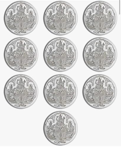 Ganesh Laxmi Saraswati Coin In Pure Silver 99.9 Religious Coin 5 Grams (Set of Coins) (10 PCS) von Generic