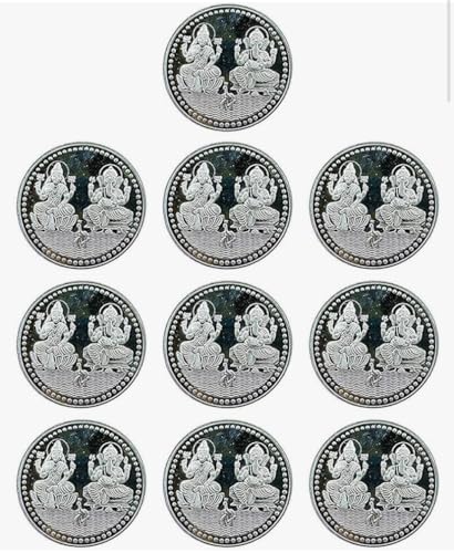 Ganeshji Lakshmi Coin In Pure Silver 99.9 Religious Coin 5 Grams (Set of Coins) (10 PCS) von Generic