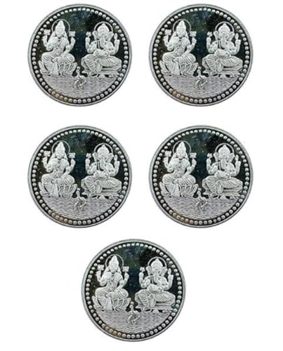 Ganeshji Lakshmi Coin In Pure Silver 99.9 Religious Coin 5 Grams (Set of Coins) (5 PCS) von Generic