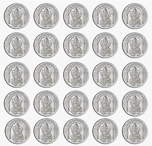 Ganpatiji Coin In Pure Silver 99.9 Religious Coin 1 Gram - (Set of Coins) (50 PCS) von Generic