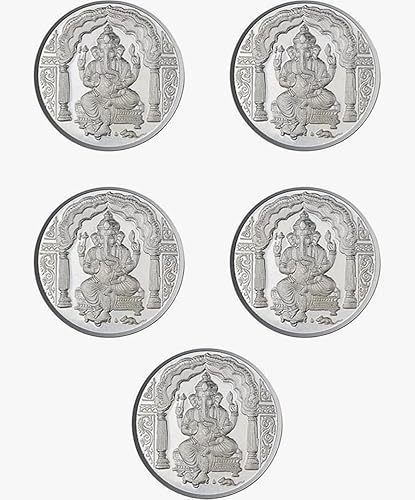 Ganpatiji Coin In Pure Silver 99.9 Religious Coin 5 Grams (Set of Coins) (5 PCS) von Generic