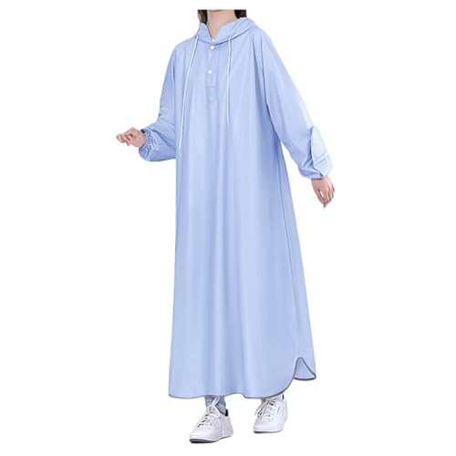Ganzkörper-Regenmantel für Damen und Erwachsene | Langer Fahrradponcho für starken Regen Jackenvergrößerung Schwangerschaft (Sky Blue, XXXXXL) von Generic