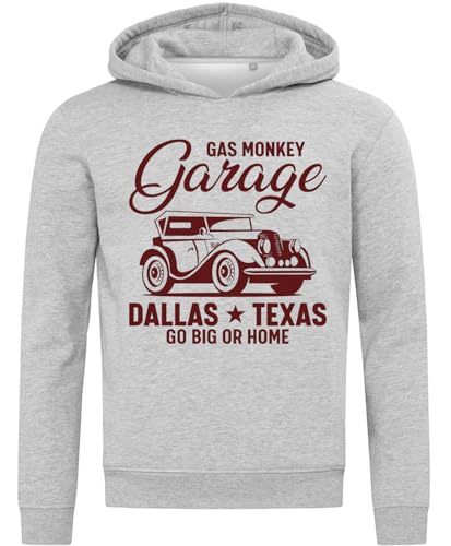 Gas Monkey Garage Dallas Texas Go Big Or Go Home Kapuzenpullover aus Baumwollmischung Grau Large von Generic