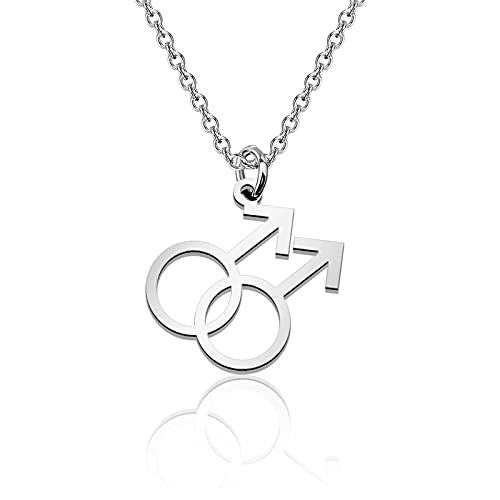 Gay Gender Symbol Halskette LGBT Pride Edelstahl Zeichen Anhänger Halskette Paar Geschenke, 16.9 inch+1.96inch, Edelstahl von Generic