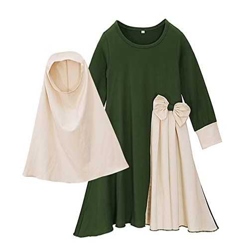 Gebetskleidung Für Kinder Mädchen Muslim Kleider Mädchen Langes Maxikleid Muslim Kleider Einfarbig Mädchen Zweiteilige Kleider Islam Kleidung Muslim Dress von Generic