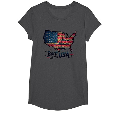 Geboren in den USA T-Shirt, Girls, Anthrazit Meliert, XS Geboren in den USA T-Shirt, Girls, Anthrazit Meliert, XS von Generic