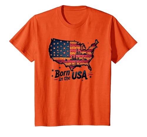 Geboren in den USA T-Shirt, Kinder, Orange, 128 von Generic