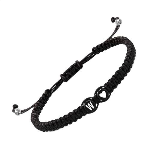 Geflochtene Anfangs-Armbänder für Männer, Armbänder für Paare mit Herz-Design, einstellbares Anfangs-Armband für Männer, 26 Buchstaben anfängliche , handgefertigt für Mädchen, Refer to von Generic