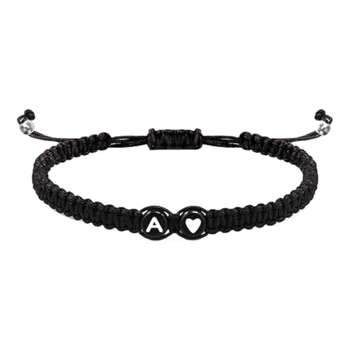 Geflochtene Anfangs-Armbänder für Männer, Armbänder für Paare mit Herz-Design, einstellbares Anfangs-Armband für Männer, 26 Buchstaben anfängliche , handgefertigt für Mädchen, Refer to von Generic